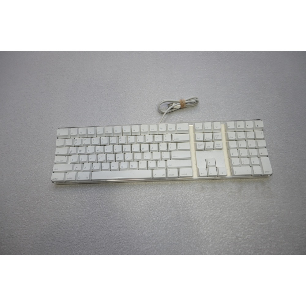 Apple Keyboard Computer OS X A1048 White Clear USB Wired Numeric Good